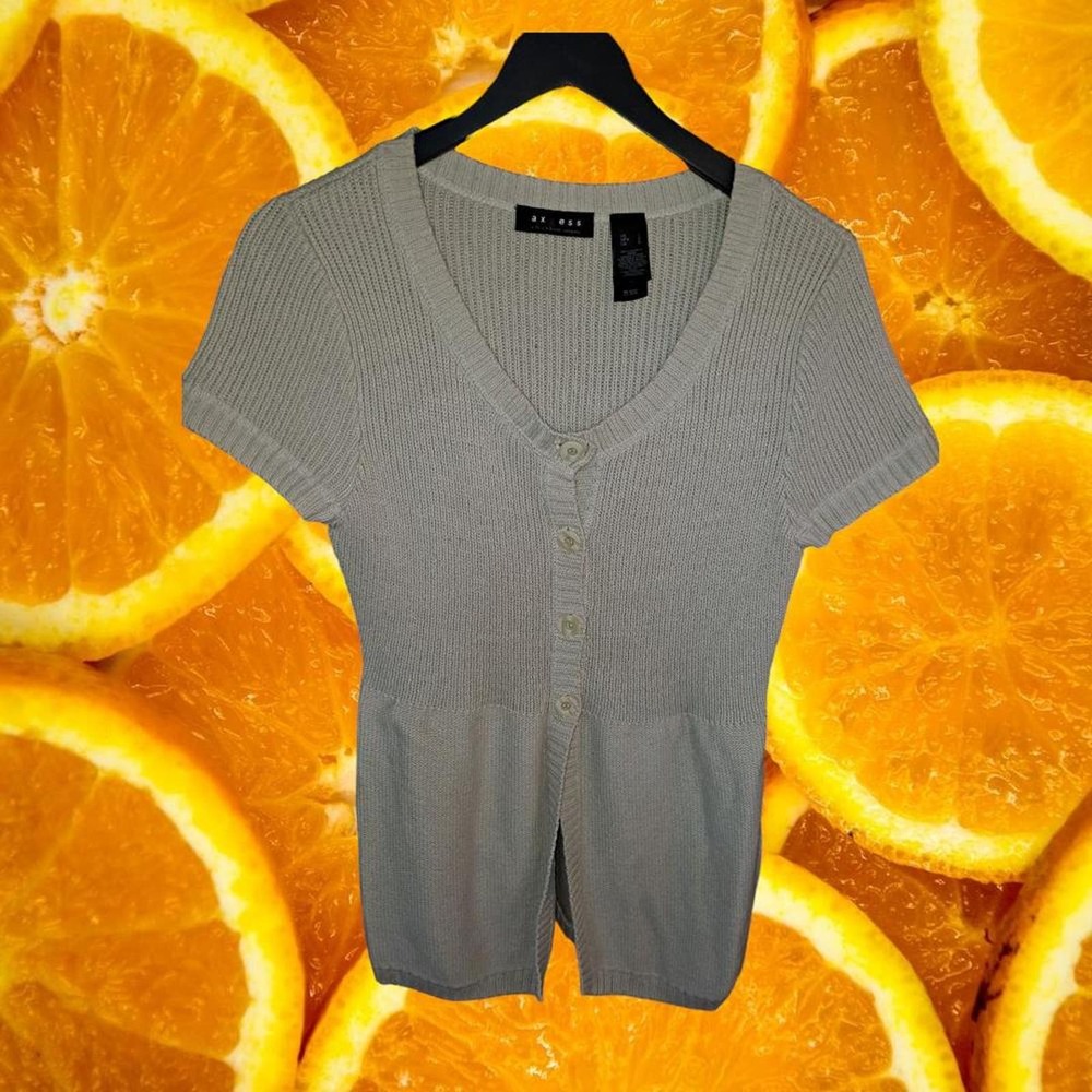 Axcess 3 Button‎ Short Sleeve Knit Sweater Size Large